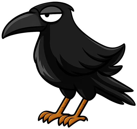 Coco the crow perched on a branch