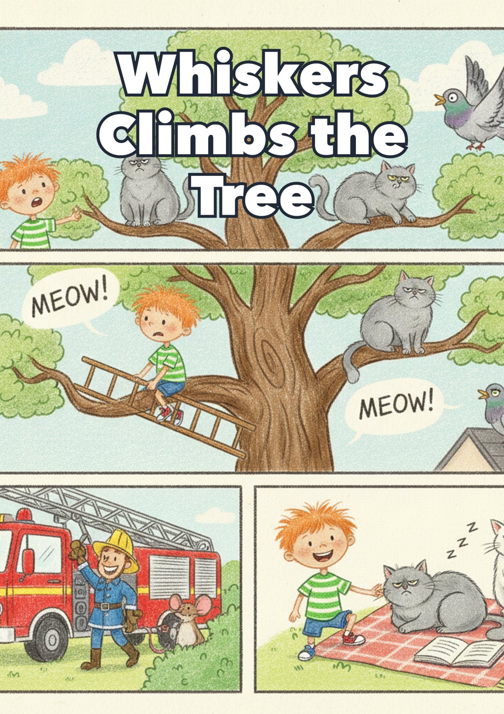 Whiskers Climbs the Tree — Level 3 storybook cover